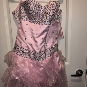 Pink sequin prom dress